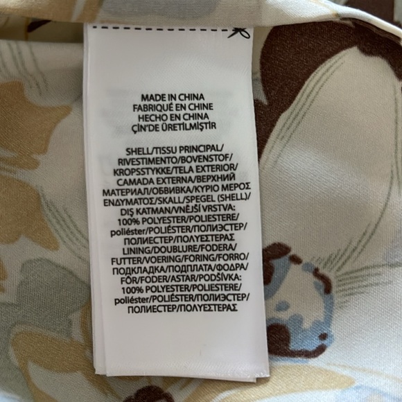 Polo Ralph Lauren Floral Pleated Satin V-Neck Dress Elbow Length Sleeve NWOT - Picture 13 of 13